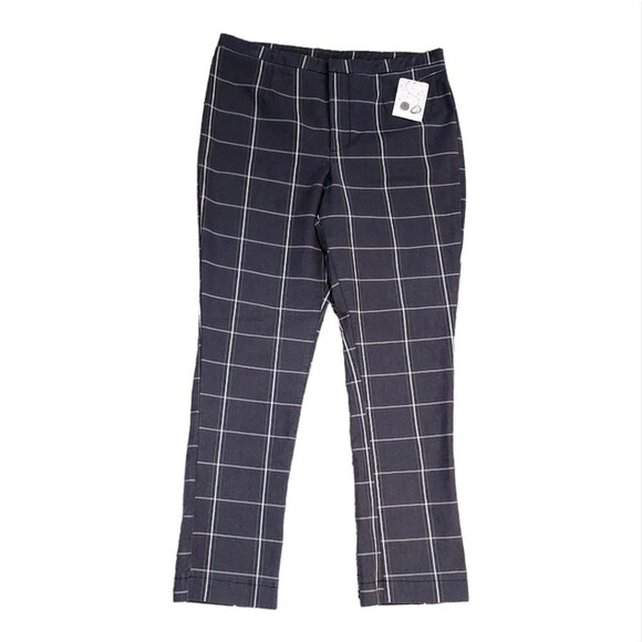 NWT Free People Charcoal Checkered Cropped Pants size 6 - Picture 2 of 12